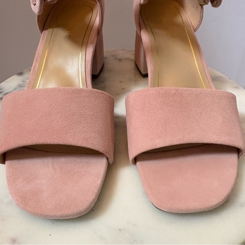 Vionic Dusty Pink Suede Block Heel Sandals - Picture 3 of 12